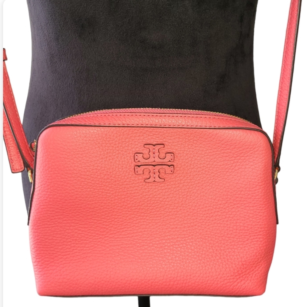 Tory Burch Taylor Camera Bag Paradise Pink Leather Crossbody EUC Valentines
